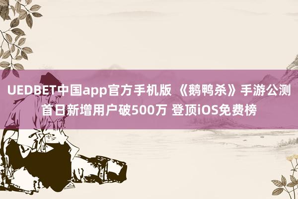 UEDBET中国app官方手机版 《鹅鸭杀》手游公测首日新增用户破500万 登顶iOS免费榜