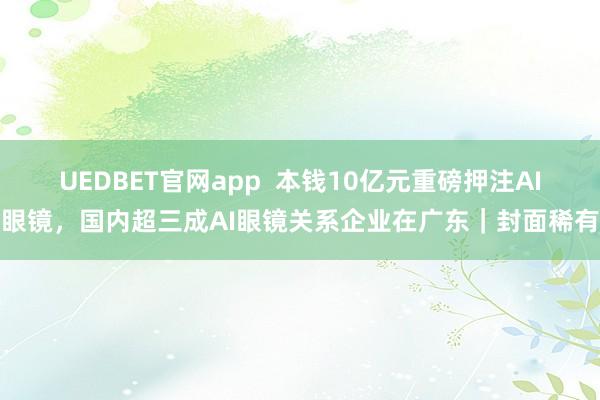 UEDBET官网app  本钱10亿元重磅押注AI眼镜，国内超三成AI眼镜关系企业在广东｜封面稀有