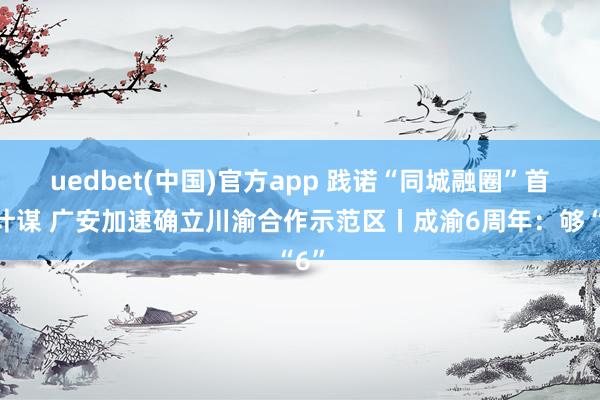 uedbet(中国)官方app 践诺“同城融圈”首位计谋 广安加速确立川渝合作示范区丨成渝6周年：够“6”
