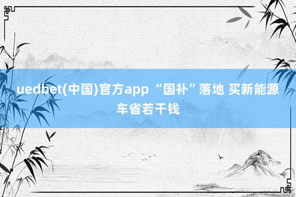 uedbet(中国)官方app “国补”落地 买新能源车省若干钱
