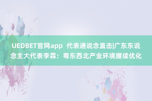 UEDBET官网app  代表通说念直击|广东东说念主大代表李霖：粤东西北产业环境握续优化