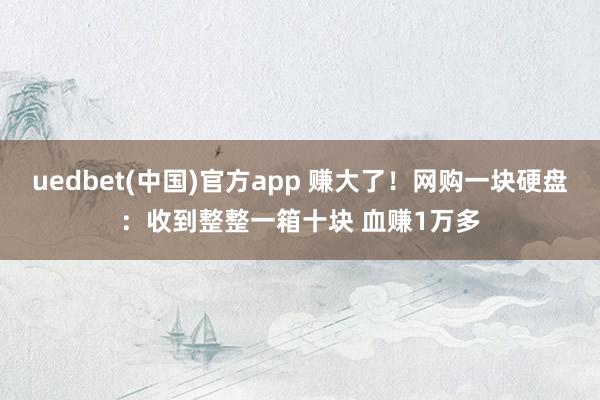 uedbet(中国)官方app 赚大了！网购一块硬盘：收到整整一箱十块 血赚1万多