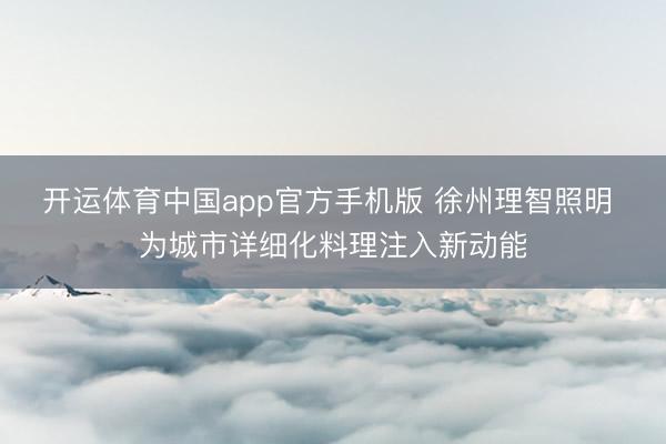 开运体育中国app官方手机版 徐州理智照明 为城市详细化料理注入新动能