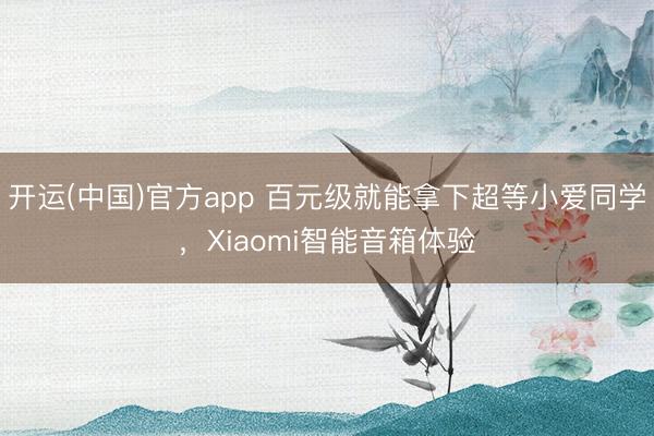 开运(中国)官方app 百元级就能拿下超等小爱同学，Xiaomi智能音箱体验