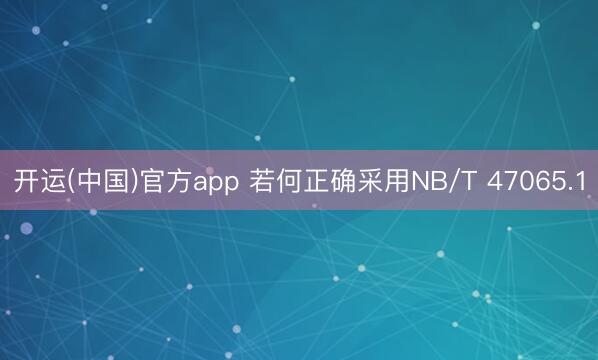 开运(中国)官方app 若何正确采用NB/T 47065.1