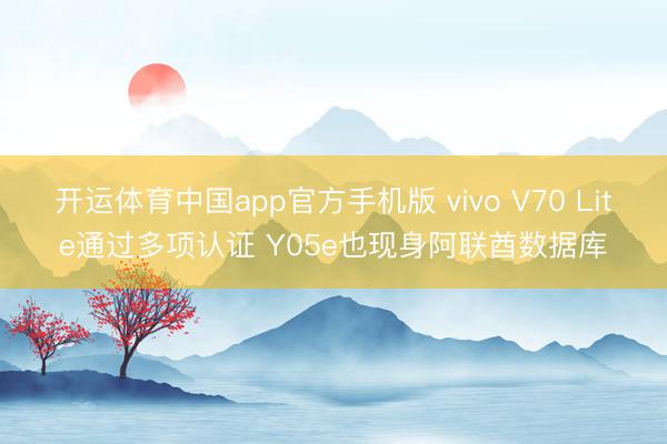 开运体育中国app官方手机版 vivo V70 Lite通过多项认证 Y05e也现身阿联酋数据库