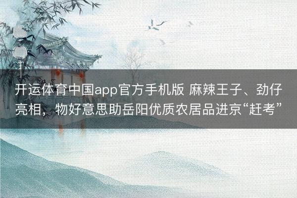 开运体育中国app官方手机版 麻辣王子、劲仔亮相，物好意思助岳阳优质农居品进京“赶考”