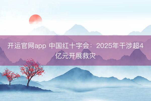 开运官网app 中国红十字会：2025年干涉超4亿元开展救灾