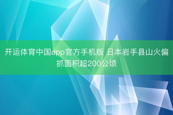 开运体育中国app官方手机版 日本岩手县山火偏抓面积超200公顷